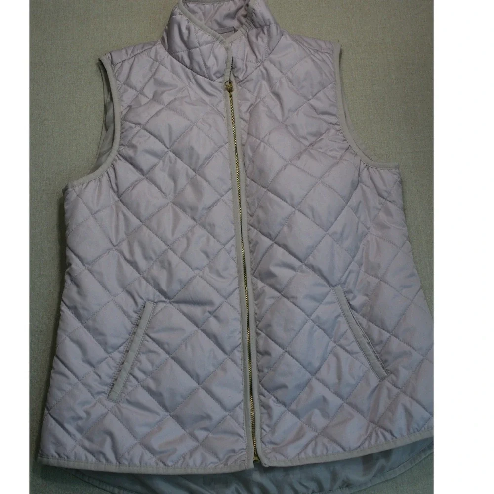 Old Navy Women Quilted Puffer Vest Mauve Taupe Diamond Stitch Full Zip 448932-10